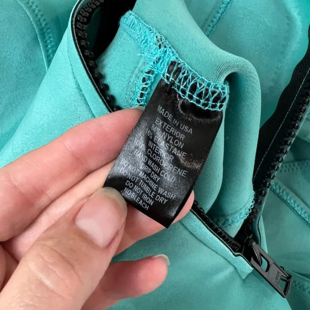 Lisa Marie Fernandez Farrah Swimsuit Size‎ 3 US 6-8 Teal Bonded Zip Up One Piece